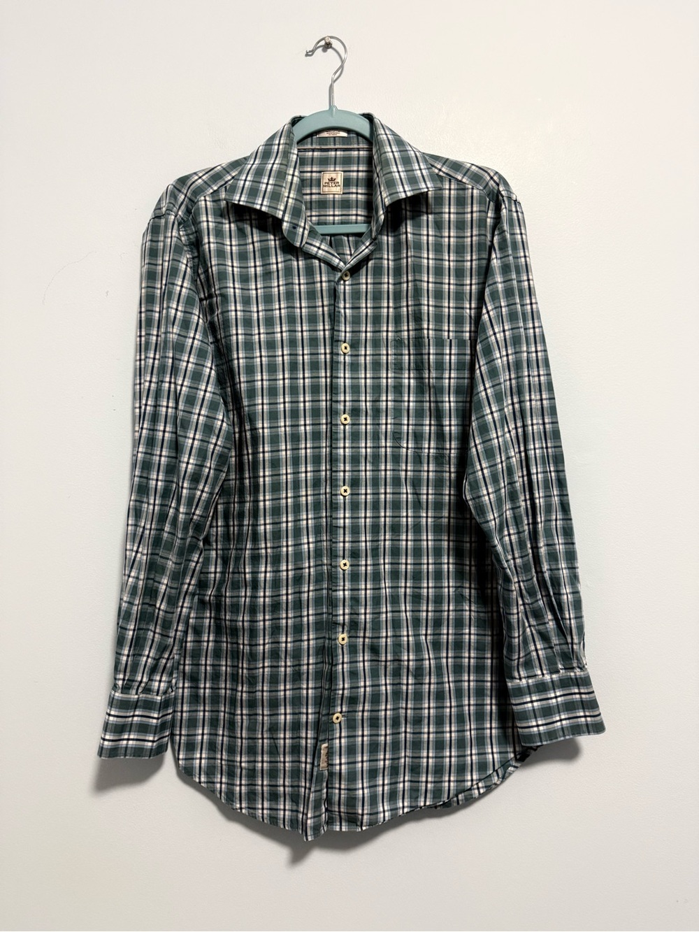 Peter Millar Men’s Long Sleeve Plaid Cotton Shirt Size M